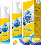 【2Pack】Foam Cleaner,4-in-1 Multi-Enzyme FoamCleaner,New Foam No-Rinse Cleaner,Multifunctional Foam-Cleaner Deep Cleaning Spray for Car Interior Leather Car Seat Cleaner,Kitchen Grease,Sofa Upholstery