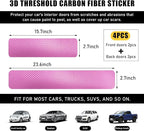 4 PCS Car Door Sill Protectors, Anti Scratch Carbon Fiber Auto Threshold Cover Strips, Decorative Door Entry Edge Scuff Sticker Universal for Most Vehicles, Car Accessories (Pink 3D)