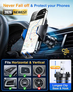 Phone Holders for Your Car Ultimate Military-Grade Car Phone Holder Mount【Patent & Safety Certs】 Upgraded Shockproof Truck Air Vent Phone Mount for iPhone 17 Pro Max 16 Samsung Android,Blue