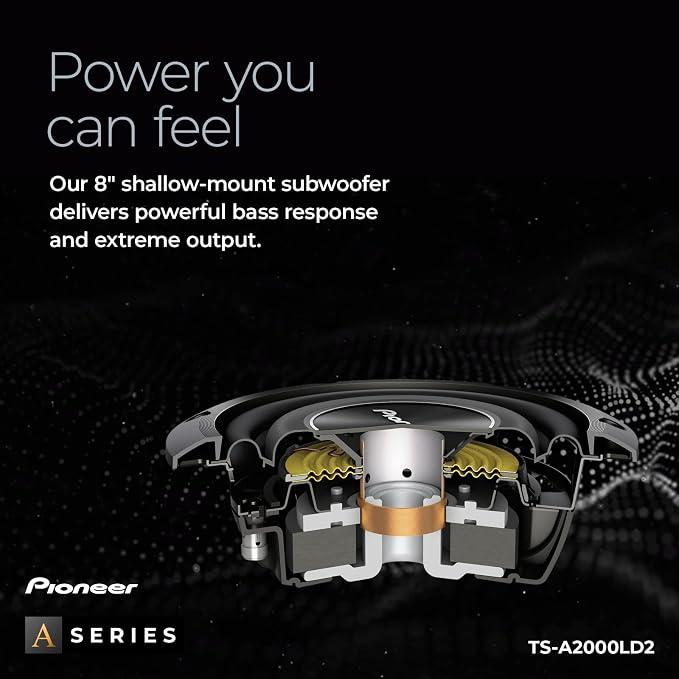 A-Series TS-A2000LD2 8” Subwoofer – 700W Max, Shallow-Mount Design, Deep Bass in Tight Spaces