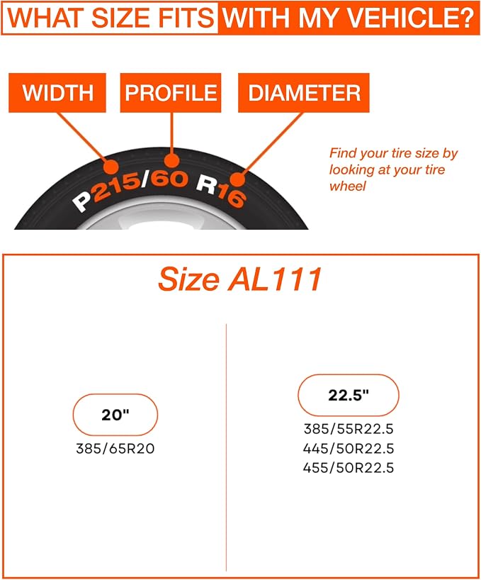 Commercial Vehicle Snow Socks for Tires, AL111 - Car Sock Tire Traction Device for Snow, Ultimate Chain Alternative for Buses and Trucks, Pack of 2