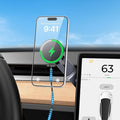 Tesla Phone Mount Charger: 15W Fast Charging Car Mount for Tesla Model 3/Y【Strongest Magnet & 100% Hidden】360° Adjustable Car Phone Holder for Magsafe iPhone & Android, Tesla Accessories, Carbon Fiber