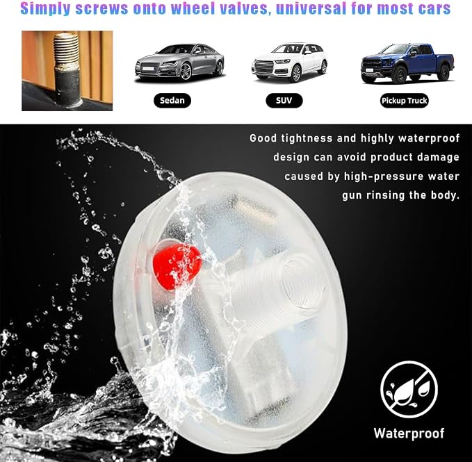 8PCS Car Tire Wheel Lights, Colorful Flashing LED Air Valve Cap Lights with Motion Sensor, Solar Waterproof Tire Light Gas Nozzle for Truck Bike Motorcycle, Car Accessories