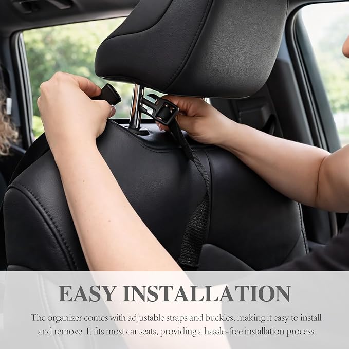 2-Pack Black Kick Mats with Organizer, Backseat Protector Seat Covers for Cars, SUVs, Minivans, and Trucks, Universal Fit Interior Seat Back Protectors