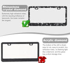 Bling License Plate Frames for Women, Sparkly Rhinestone Diamond Car Accessories with Glitter Crystal Caps (1 Pack Black)