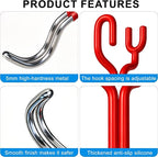 2-Pack 100LBS Hard Hat Holder, Red Silicone Metal Headrest Hooks | Non-slip,Good load-bearing structure, Universal Car Seat Back Organizer for Truck SUV Sedan, Multipurpose Storage