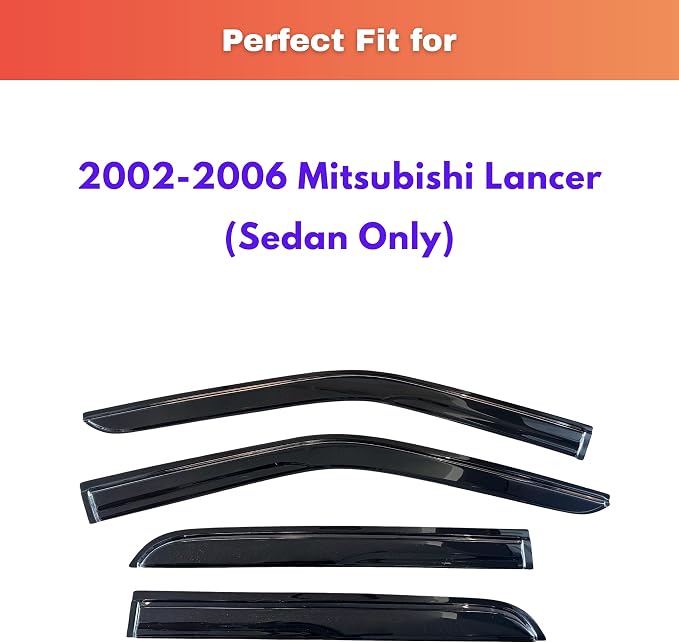 KPY Rain Guards Fit for 2002-2006 Mitsubishi Lancer Sedan, Out-Channel Window Visors Vent Wind Deflectors 4PC, Car Accessories for 02-06 Lancer (Sedan Only)