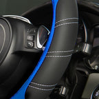 Line Rider Microfiber 14 Inch Leather Sporty Steering Wheel Cover Universal Fits for Truck,SUV,Cars, Anti-Slip Safety Comfortable Desgin (Black-Blue)