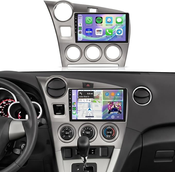 5Gzh WiFi Car Radio Stereo for Toyota Matrix 2009-2014 2+64G, 9" Touch Screen/Android 15/Wireless CarPlay/Android Auto/DSP EQ/GPS/Bluetooth/FM/RDS/SWC/HD Backup Camera