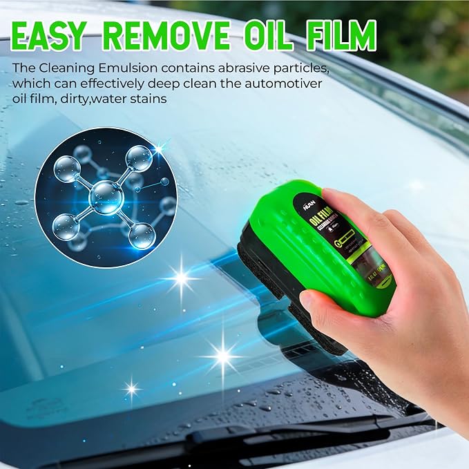 Oil Film Cleaning Brush for Car Windows, 2026 Upgraded Clear Vision Car Glass Cleaner with Anti-Rain Coating for Auto Windows and Windshields Improving Clarity, 4 fl oz / 120 mL