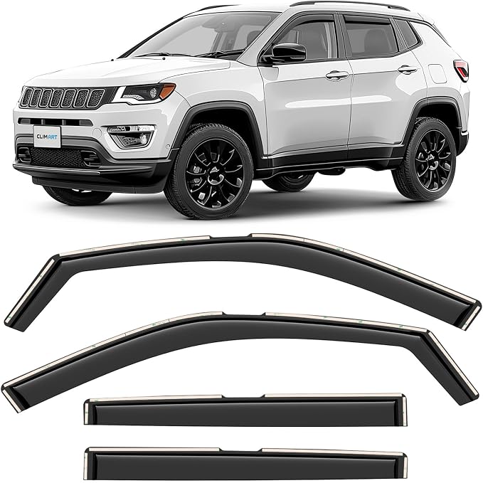 in-Channel Incredibly Durable Rain Guards for Jeep Compass 2017-2026, Original Window Deflectors, Vent Window Visors, Vent Deflector, 4 pcs. - 617264