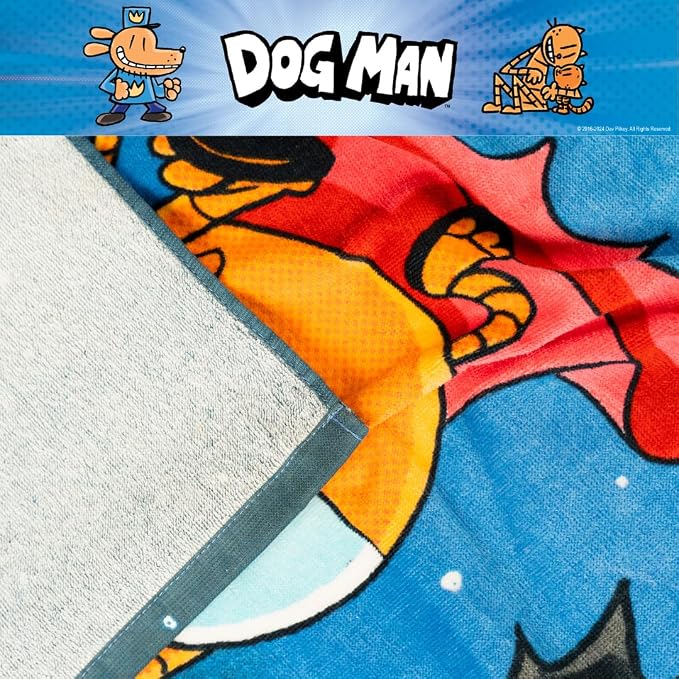 Dog Man Supa Cop & Petey Book Kids Super Soft Cotton Bath/Pool/Beach Towel, 58 in x 28 in, (Offically Licensed Product) By