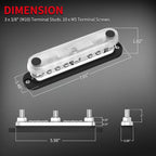 300A Copper Bus Bar 12V, Power Distribution Block with Cover 3 x 3/8” M10 Studs & 10 x M5 Terminal Screws for Car Marine Solar Battery Negative & Positive