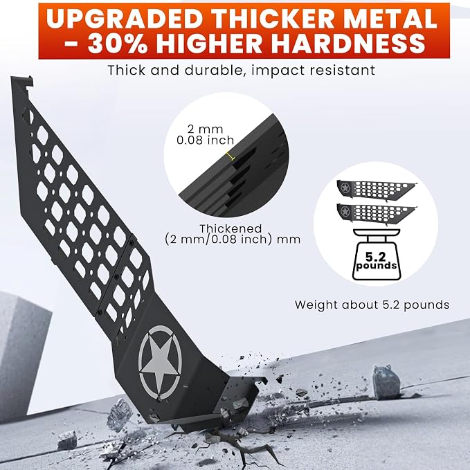 Metal Front Door Storage Box Pockets Fit for Jeep Wrangler,Door Side Insert Organizer for Jeep Wrangler JL JLU 4XE 2018-2025 & Gladiator JT 2020-2025 Interior Door Storage Expansion Accessories 2PCS