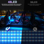 Car Interior Lights, 12V LED Strip Lights with Charger Adapter, Ambient Car Lighting Kit, App & Remote Control Music Sync Color Change Strip Lights for SUVs & Trucks, Car Accessories for Women Men