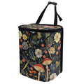 Mushroom Dragonfly Daisy Print Car Trash Can with Lid, Leak Proof Auto Trash Bag Hanging Vehicle Garbage Can Multipurpose Storage Container for Back Seat Road Trip