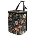 Mushroom Dragonfly Daisy Print Car Trash Can with Lid, Leak Proof Auto Trash Bag Hanging Vehicle Garbage Can Multipurpose Storage Container for Back Seat Road Trip