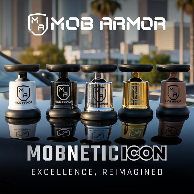 MobNetic Icon Car Phone Mount, Magnetic Phone Holder for Car w/ 90lb Pull Force, 90º Tilt & 360º Rotation, Aluminum Build, Compatibility for iPhone & Android (Bronze)