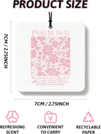 Pink Christian Car Air Freshener 4 Pcs, Girly Pink Bow Floral Religious Hanging Air Freshener for Cars Closet Drawer Books, Cute Preppy Christian Car Accessories Mirror Decor for Women