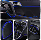 Car Interior Trim Strips,Universal 9.8 ft Car Electroplating Decoration Styling Door Dashboard, Flexible Interior Trim Accessories with Installing Tool(Blue)