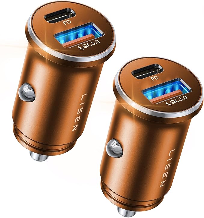 54W Car Phone Charger USB C, Cigarette Lighter Adapter, Car Accessories for iPhone, USB C Car Charger Adapter USBC Type C 12v, Fit for iPhone 16, 15, 14, 13 Samsung Google iPad Android, Orange | Cigarette Lighter Charger, USB C Car Charger Fast C...