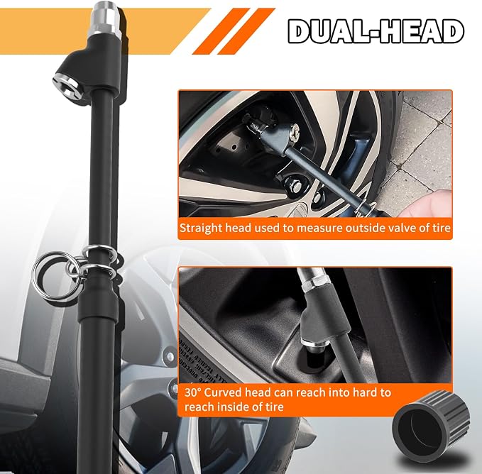 Semi Truck Tire Pressure Gauge Heavy Duty,Dual Head Tire Gauges for Tires Pressure Measure 1-10 Bar & 10-150 PSI,Semi Tires Pressures Gauge Semis Truck Tools for Semis Trucks,Car,RV