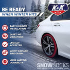 K&K Auto Snow Socks for Tires – Pro Series for Ultimate Grip Approved Snow Chain Alternative Traction Device – Tire Sock for Heavy Duty Pickup Truck – Winter Accessory Emergency Kit – 4XL (2pcs)
