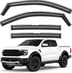 GrandWheel Window Deflectors Smoke Tinted in-Channel Side Window Vent Visor Deflectors Rain Guards Compatible with Ford Ranger 2024-2026 SuperCrew - 4 pcs. GW0964
