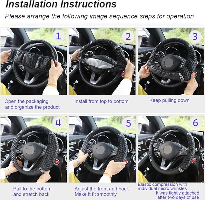 Microfiber Leather Steering Wheel Cover with Anti-Slip Lining Universal Car Accessory for Steering Wheel with a Diameter of 14.5-15 inch (White)