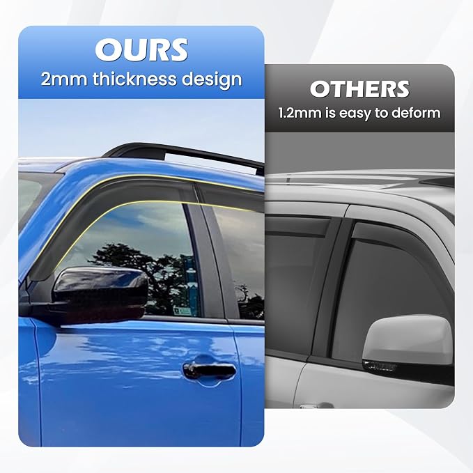 Tape-On Side Window Deflectors for Pilot 2023-2026, Rain Guards Window Visor Rain Guards Vent Guard Shade Deflectors Compatible with Honda Pilot Accessories All-Weather Protection