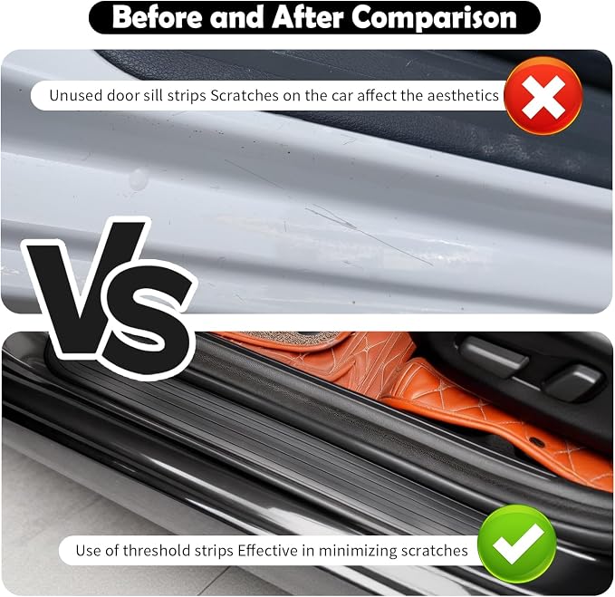 4PCS Car Door Edge Guards with 2.36" Width,Rubber Car Door Sill Protector for Doors Sills Anti-Scratch Protection,Universal Waterproof Doors Sill Protectors for Vehicles