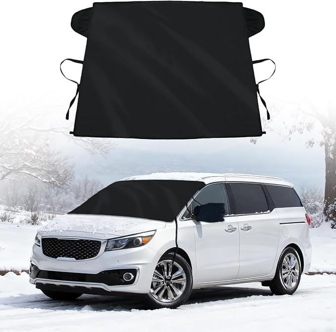 Windshield Cover for Ice and Snow for Kia Carnival/Sedona 2015-2025 2026 Oxford Defense Van Accessories 2 Layers All Weather Windshield Snow Cover Winter Sag-Proof Frost Protector for Minivan