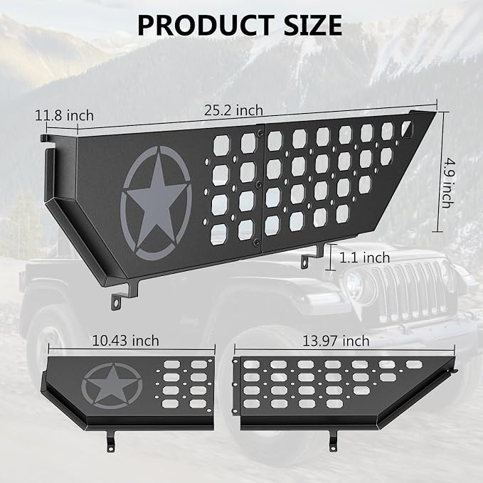 Metal Front Door Storage Pockets Fit for Jeep Wrangler,Door Side Insert Organizer for Jeep Wrangler JL JLU 4XE 2018-2025 & Gladiator JT 2020-2025 Interior Door Storage Box Expansion Accessories 2PCS