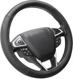 Car Steering Wheel Cover for F-150 Tundra Range Rover 15.5-16 inch, Black Microfiber Leather