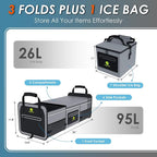 95L Car Trunk Organizer & Storage With 26L Ice Pack, Waterproof Foldable | Trunk Organizers for SUVs & Cars, Car Storage Organizer, Great Gift for Drivers (Gray-M004)