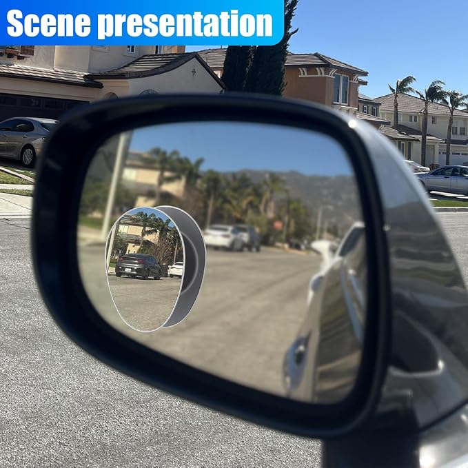 2PCS Blind Spot Car Mirror - HD Glass Frameless Convex Car Side Mirror Blindspot - 360° Adjustable Wide-Angle Rear View Auxiliary Mirrors with Self Adhesive for Cars SUVs Trucks RVs(Ellipse)