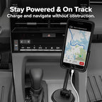 CupFone with Extension – Adjustable, Universal Cup Holder Cell Phone Mount Car & Truck Accessory – Best Design for iPhone & Smartphone Charging – Graphite Metal Knobs
