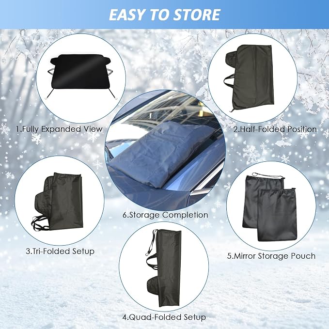 Windshield Cover for Ice and Snow for Kia Telluride /Ford Escape 2020-2026, 2-Layer Oxford Fabric Front Windshield Cover Winter Car Accessories Freeze Protection from Snow,Ice &Frost (71"x47")