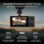 Dash Camera – 3-Channel 1080P Car DVR with Rear & Interior Cam, Night Vision, 3.0” LCD Screen, G-Sensor, Loop Recording, Parking Monitor, Motion Detection, 32GB Card (Black)