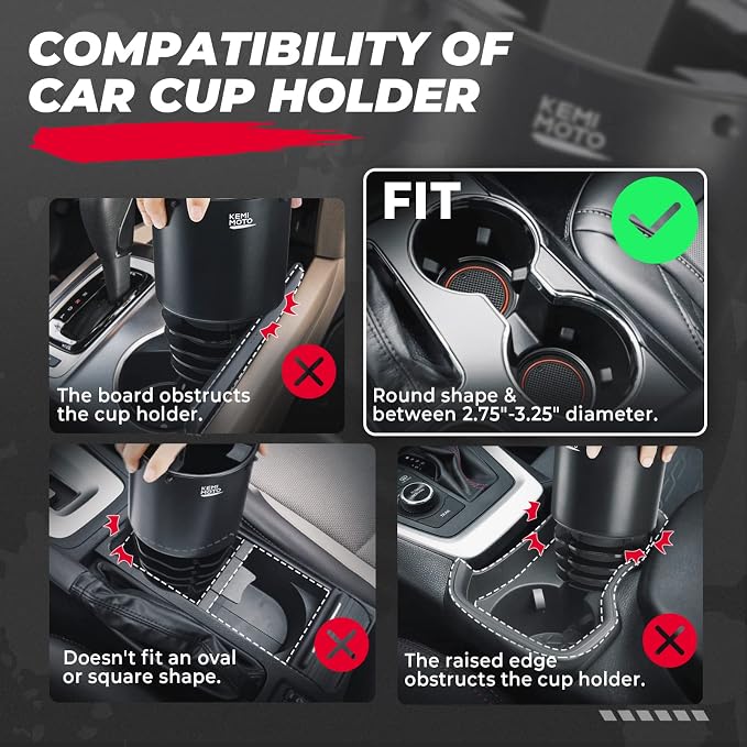 Universal Cup Holder Expander Compatible with Hydro Flask, Yeti, 18-40oz 3.0in-3.8in Diameter Bottles - fit 3.2in Diameter Cup Holder for Car, RV, Truck, UTV, Golf Cart