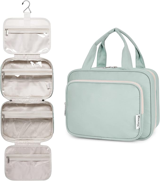 Hanging Toiletry Bag for Women Travel Makeup Bag Organizer Toiletries Bag for Travel Size Essentials Accessories Cosmetics (Mint Green (Medium))