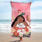 Kids Beach Towel - 100% Cotton Super Soft Absorbent Bath Towel, 28" x 58" Inch Lightweight for Travel, Official Licensed Product, Pink - Moana