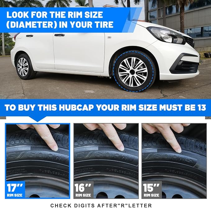 4-Pack 17 Inches Wheel Rim Cover Hubcaps,Redesign Fashion Style Replacement Hubcaps,Car Truck SUV Hub Accessories,Black&White&Lacquer