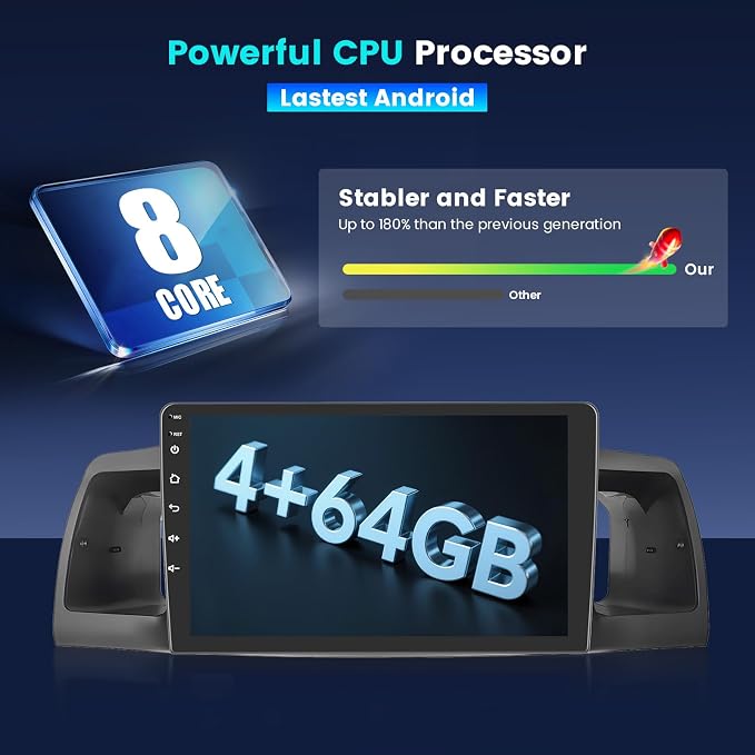 8 Core [4+64G] Android 15 Car Radio for Toyota Corolla EX 2005-2012 Wireless Carplay Android Auto,9'' Touch Screen for Corolla with GPS/5GHz WiFi/EQ/DSP/Bluetooth/FM RDS+Backup Camera