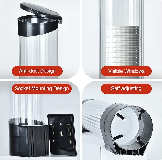 Cup Dispenser, Pull Type Wall Mount Cup Holder, Water Cooler Cup Dispenser Fits 7oz - 12oz Cups for Home Office Hospital Cups Organizer, Adhesive Paste or Screw Install (Black, Large)