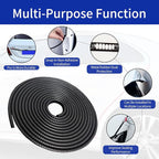 Car Door Edge Guards, 16Ft Rubber Seal Car Door Edge Trim, U Shape Door Edge Protector Guard, Aluminum Weather Proofing Automotive Door Edge Molding, Protection for Most Cars (Black)