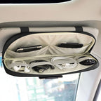 Car Sun Visor Organizer, Multi-Pocket Visor Organizer Storage Pouch for Cars, SUVs & Trucks with Double Zippers, Elastic Bands & Glasses Clip - Organizes Essentials Keep Tidy (Black)