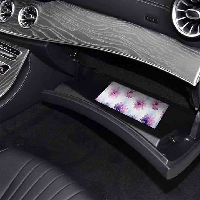 Premium Car Registration & Insurance Card Holder with Magnetic Shut, Vehicle Glove Box Car Organizer - For Documents, Cards, License (Floral B)