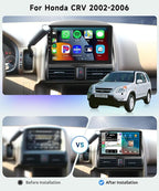 8 CORE 6G+128G Car Radio Stereo for Honda CRV 2002-2006 with Wireless CarPlay Android Auto, 9 Inch 1280 * 720P IPS Touch Screen Head Unit Android 13 GPS WiFi Bluetooth 32-Band DSP SWC HD Camera