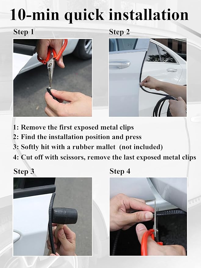 65Ft(20M) Door Edge Guard Black Car Door Edge Guards Door Edge Protector for Cars Rubber Auto Door Trim U Shape Build in Metal Sheet No Need Adhesive Easy to Cut Door Guards for Most Cars